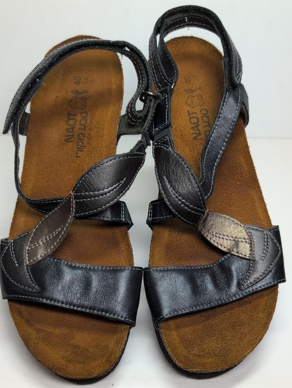 Naot caroline pewter & black wedge sandals womans size 9 EU 40 - Picture 5 of 15